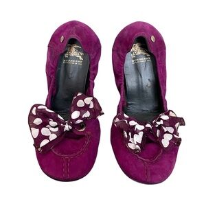 Burberry Women's Ballet Flats with Polka Dot Bow Fuchsia 10